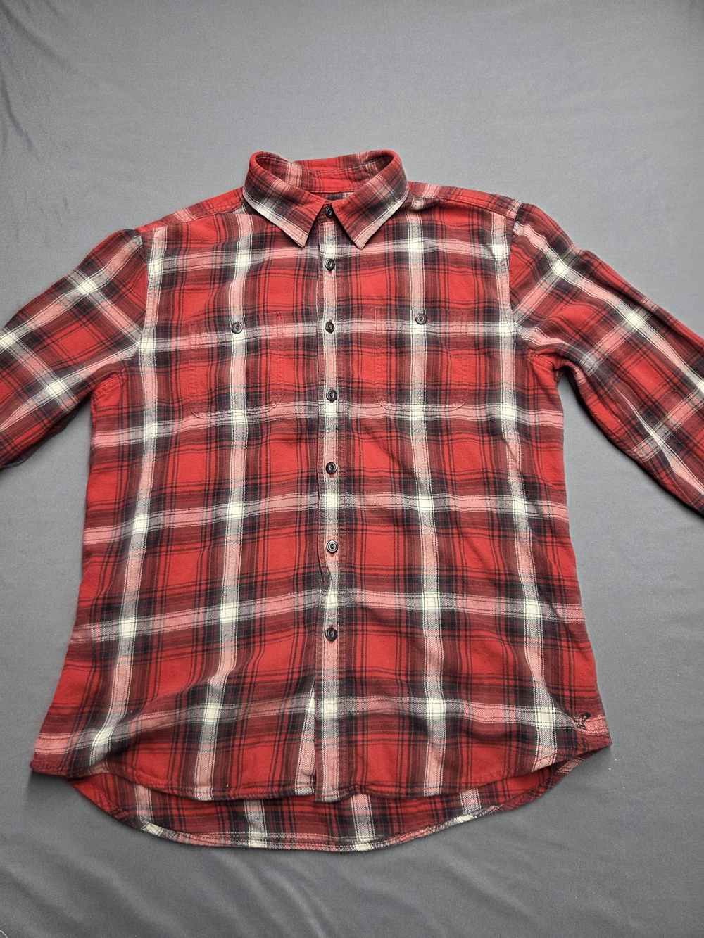 American Eagle Standard Tradition Red Black Plaid Flannel Button Down Shirt Size